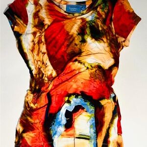 Simply Vera Vera Wang Red and Orange Short Sleeve Tee